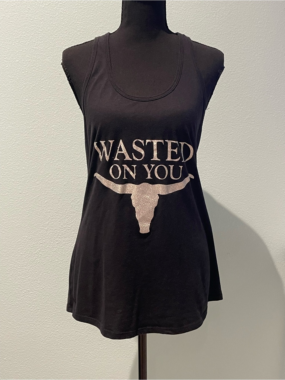 Black 'Wasted On You' Graphic Tank Top